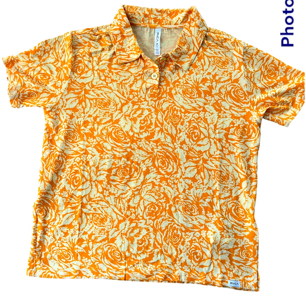 RVCA floral stretch collared shirt Size Medium